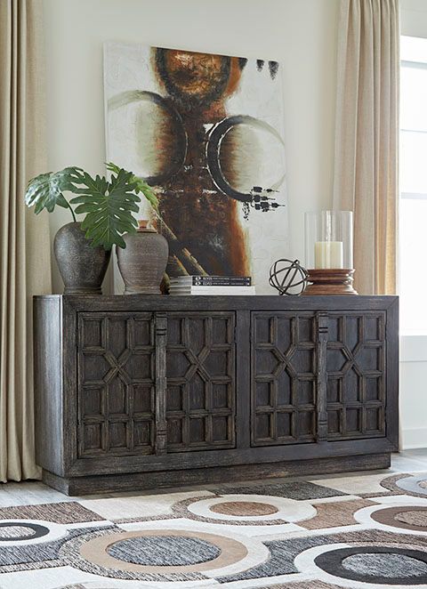 Signature Design by Ashley® Roseworth Distressed Black Accent Cabinet-4
