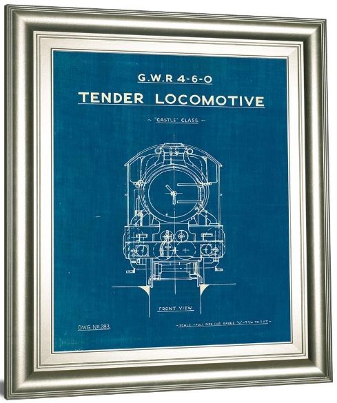 Classy Living Wild Apple Locomotive Blueprint II Wall Art-2