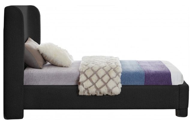 Meridian Furniture Penny Black Twin Boucle Fabric Upholstered Panel Bed-2