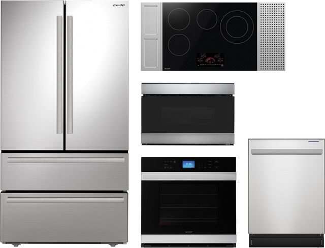Sharp® 5 Piece Stainless Steel Kitchen Appliance Package-0