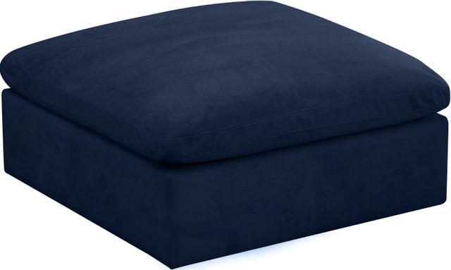 Meridian Furniture Cozy Navy Velvet Ottoman-0