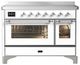 Ilve® Majestic III 48" White Pro Style Induction Range with Triple Glass Door and Chrome Trim-0