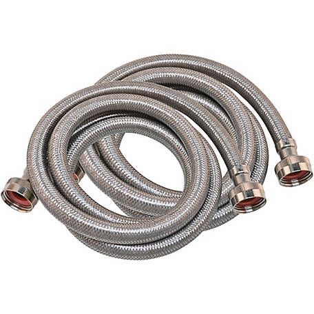 4 ft. Stainless Steel Washing Machine Hose, Pack of 2-0