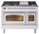 Ilve® Nostalgie II Noblesse 48'' White Pro Style Dual Fuel Range with Chrome Trim-0
