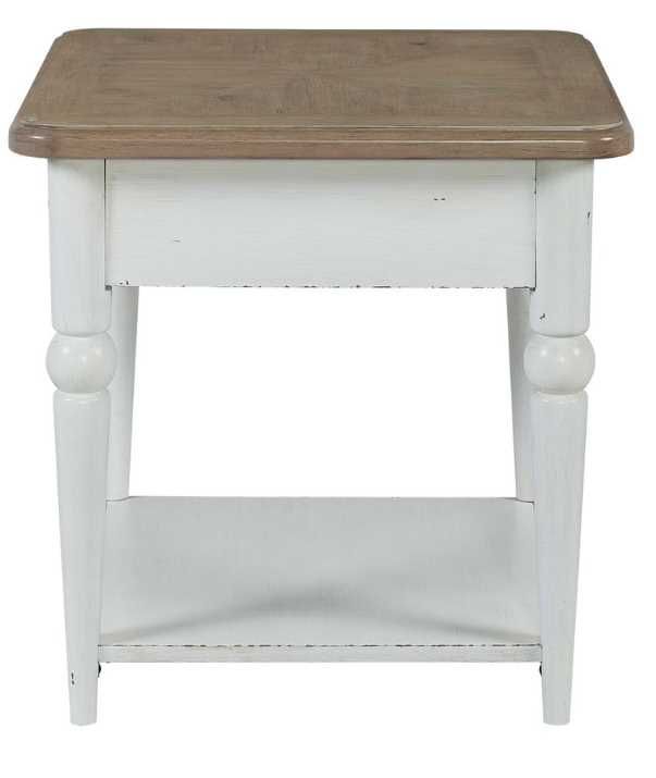 Liberty Furniture Turnberry Park Toasted Oat Rectangular End Table with Washed White Base-3