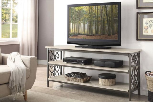 Mazin Furniture Fairhope Beige Sofa Table/TV Stand with Metal Frame -3