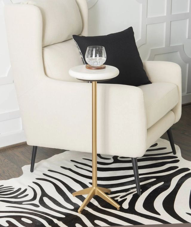 Powell® Ella White Drink Side Table with Gold Base-3