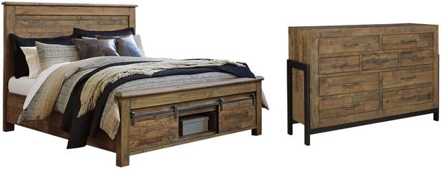 Signature Design by Ashley® Sommerford 2-Piece Brown California King Panel Storage Bed Set-0