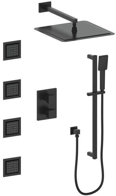 ZLINE Autograph Edition Mstte Black Crystal Bay Thermostatic Shower System with Body Jets-0