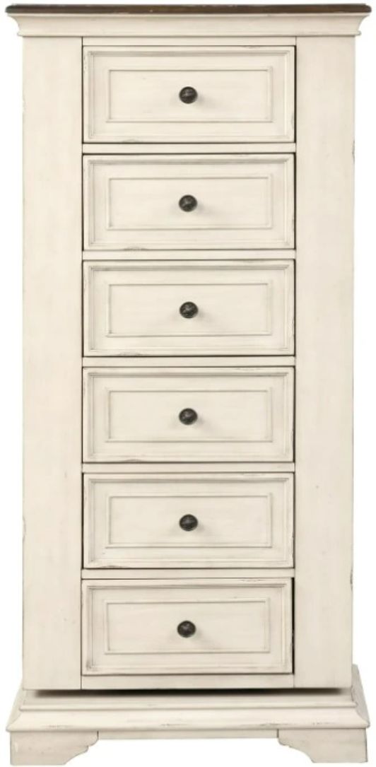 New Classic® Home Furnishings Anastasia Antique White Lingerie Swivel Chest with Mirror-1
