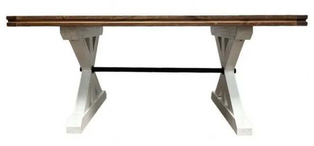 Million Dollar Rustic Springs Brown 42" Trestle Dining Table with White Legs -1