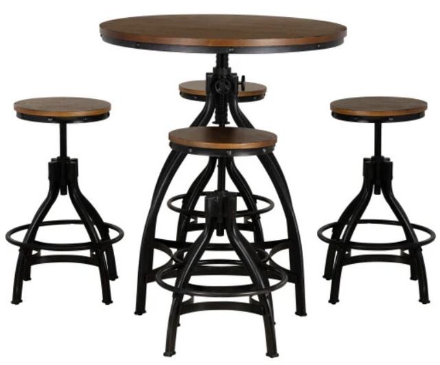 Powell® Haywood 5-Piece Black/Brown Round Bar Table Set-1