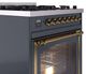 Ilve® Nostalgie II Noblesse 30" Blue Gray Pro Style Dual Fuel Range with Brass Trim-4