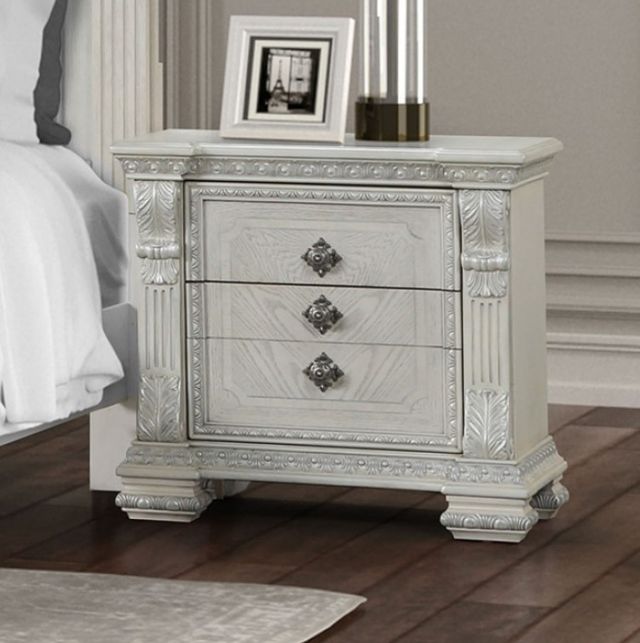 Furniture of America® Promenade Wire Brushed White Nightstand-1