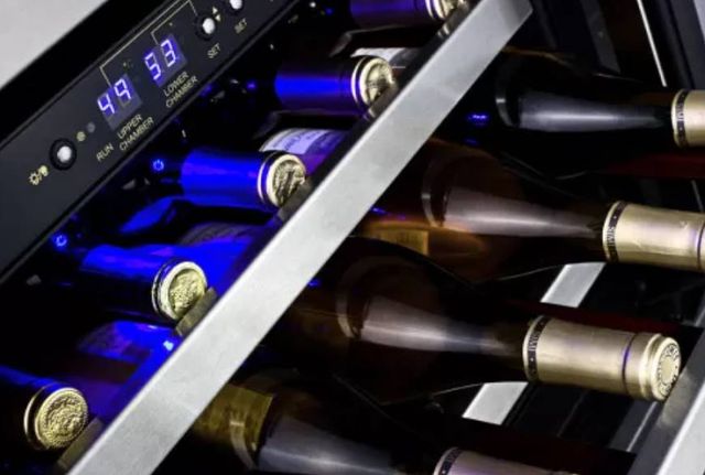 Summit® 24" Black/Stainless Steel Undercounter Dual Zone Wine Cellar-3