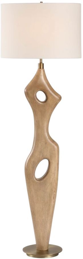 Uttermost® Almyra Aged Driftwood Floor Lamp with Antique Brass Accents-3