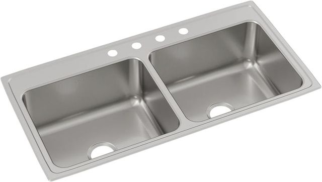 Elkay Lustertone® Classic Lustrous Satin 43" x 22" x 10-1/8" 4-Hole Equal Double Bowl Drop-In Sink-0