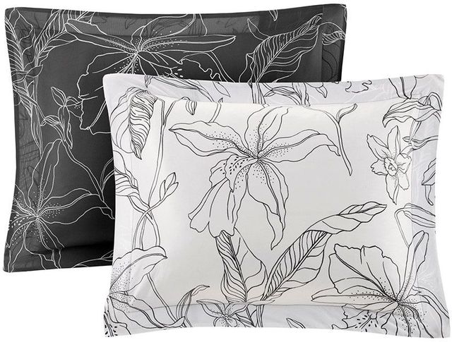 Olliix by Madison Park Essentials White/Charcoal Full Lilia Reversible Complete Bedding Set with Cotton Sheet-3