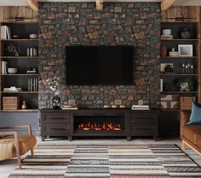 Legends Home Real Cozy Sonoma Java 95" Fireplace Console-1