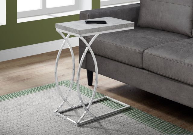 Monarch Specialties Inc. Grey Cement Top with Chrome Metal Base Accent Table-1