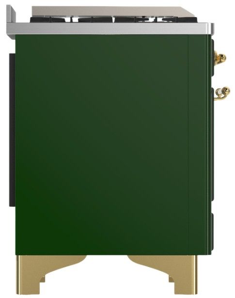 Ilve® Majestic III 60" Emerald Green Pro Style Dual Fuel Natural Gas Range with Solid Door and Brass Trim-3
