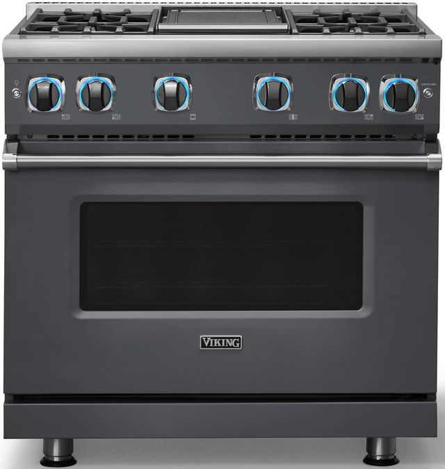 Viking® 7 Series 36" Cast Black Pro Style Natural Gas Range with 12" Reversible Griddle-3