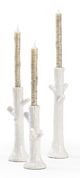 Wildwood Lamps Faux Bois 3-Piece White Candlesticks Set-1