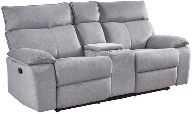 Mazin Furniture Casper Grey Manual Double Reclining Loveseat with Console-0