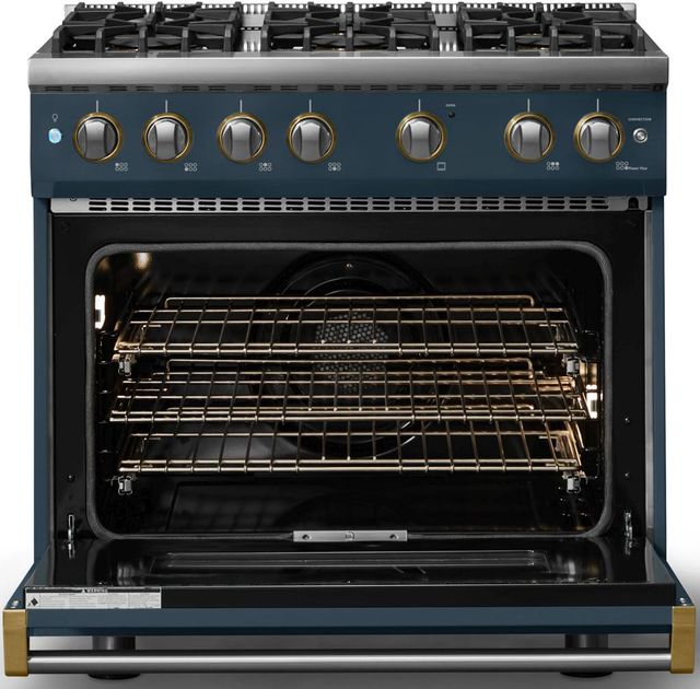 Viking® 5 Series 36" Squall Pro Style Gas (NG) Range with Brushed Brass Trim-1