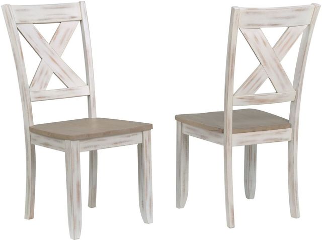 Winners Only® Prescott Brown/White X-Back Dining Side Chair-2