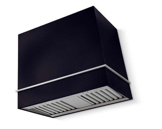 La Cornue Cornufé Loge 36" Matte Black Wall Mounted Range Hood with Satin Chrome Trim-0