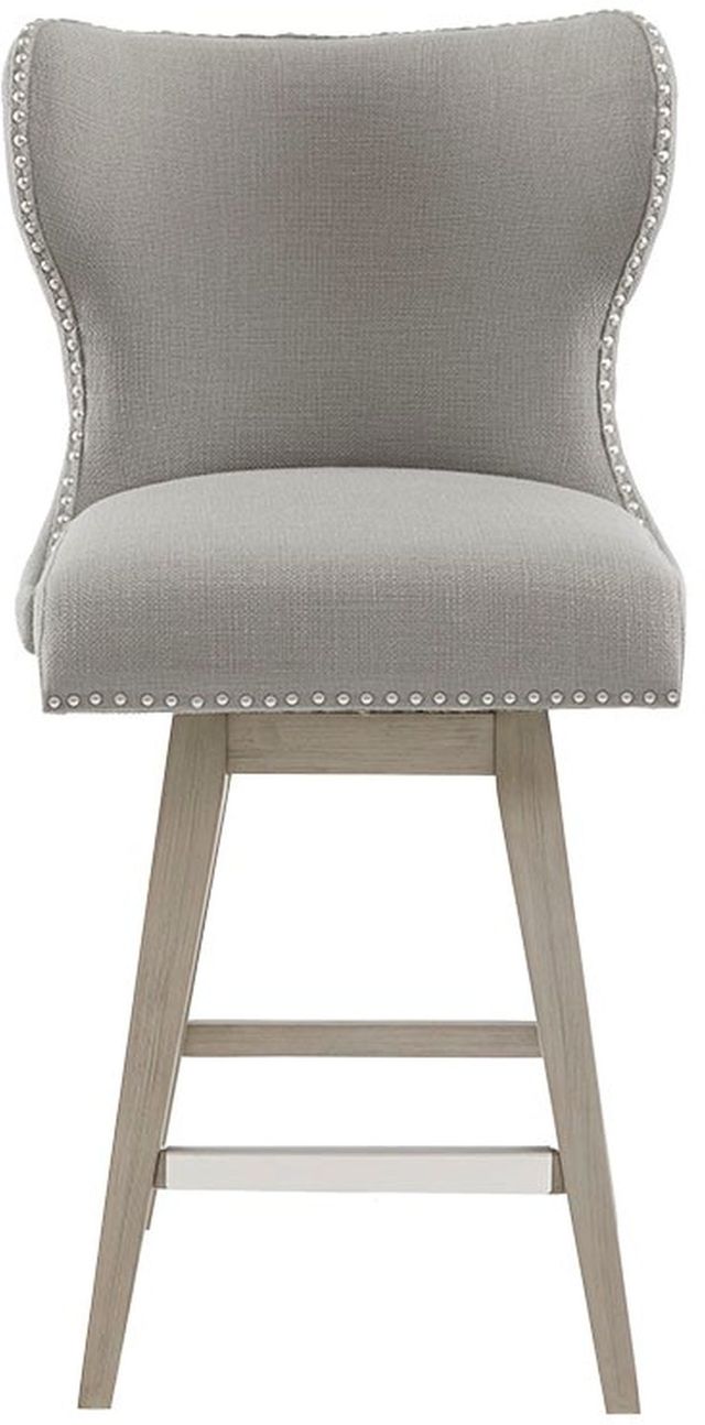 Olliix by Madison Park Grey Hancock High Wingback Button Tufted Upholstered Swivel Counter Stool-1
