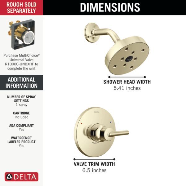 Delta Trinsic® Monitor® 14 Series Polished Nickel H2Okinetic® Shower Trim-2