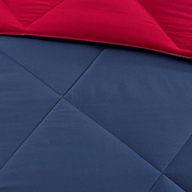 Olliix by Madison Park Essentials Larkspur Red and Navy Full/Queen 3M Scotchgard Reversible Down Alternative Comforter Set-2