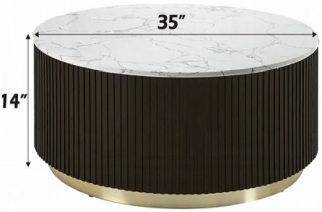 ACME Furniture Clayten White Coffee Table with Espresso Base-2