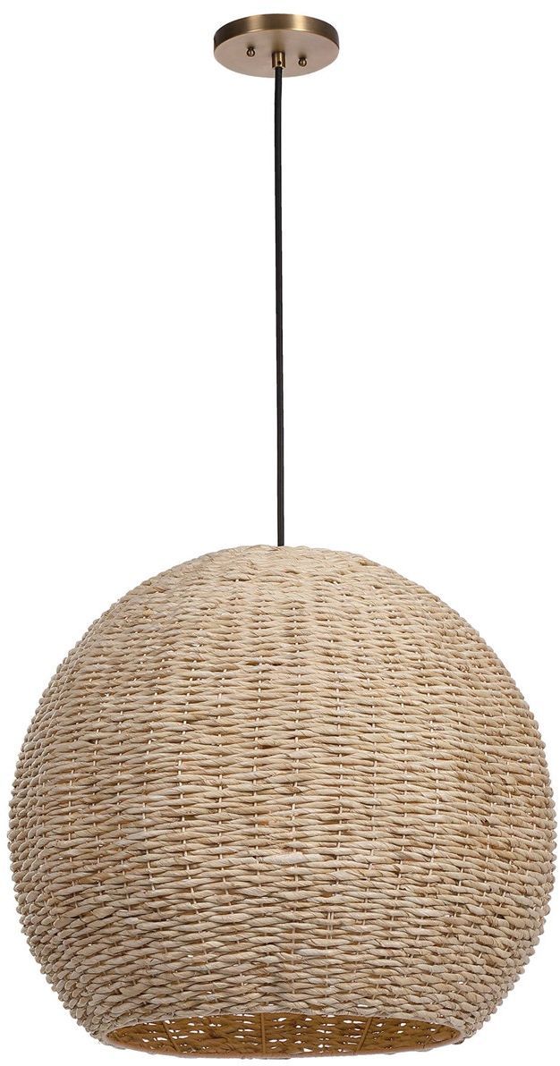Uttermost®  Seagrass Antique Brass 1-Light Dome Pendant-0