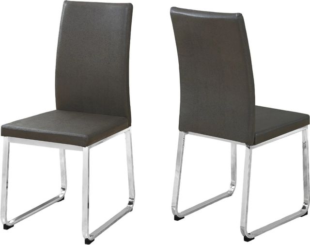 Monarch Specialties Inc. 2-Piece Chrome/Grey Side Chair Set with Metal Bases-1
