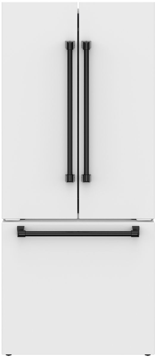 Thor Kitchen Gordon Ramsay Series 30" White French Door Counter Depth Refrigerator with Black Hardware-2