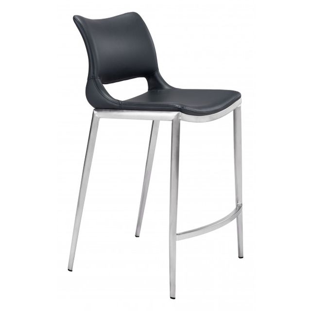 Zuo® Modern Ace Black/Silver Counter Chair-0