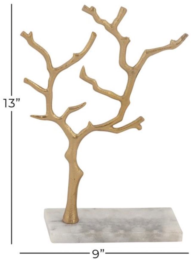 Deco Marche Gold Tree Jewelry Stand with Rectangular Base-3