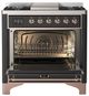 Ilve® Majestic III 36" Graphite Matte Pro Style Dual Fuel Natural Gas Range with 6 Black Brass Burners and Copper Trim-1