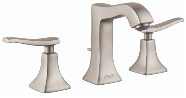 Hansgrohe Metris C Brushed Nickel Widespread Faucet 100 with Pop-Up Drain-0