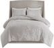 Olliix by Madison Park 3 Piece Grey/White Full/Queen Veronica Tufted Cotton Chenille Floral Comforter Set-0