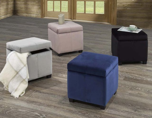Brassex Inc. Grey Storage Ottoman-1