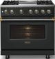 Viking® 5 Series 36" Antique Bronze Pro Style Dual Fuel (NG) Range with Brushed Brass Trim-2