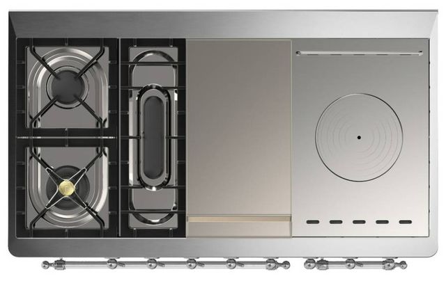 Ilve® Majestic III 48" Stainless Steel Pro Style Dual Fuel Liquid Propane Range with Solid Door and Chrome Trim-2