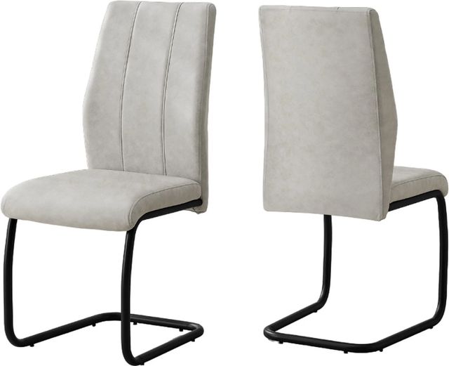Monarch Specialties Inc. 2-Piece Grey Side Chair Set with Black Metal Bases-1