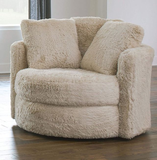 Furniture of America® Cochrane Beige/Cream Swivel Accent Chair-1