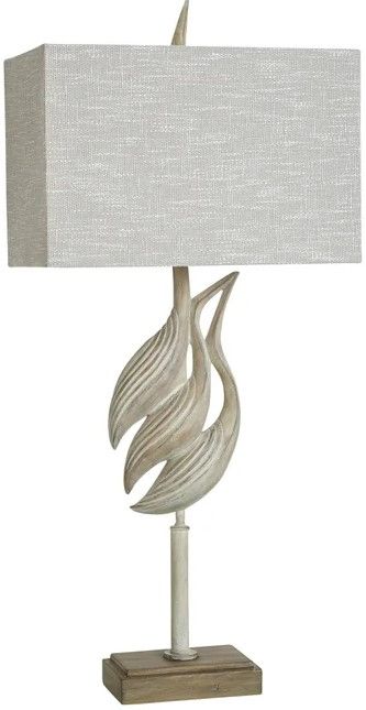 StyleCraft Norman Wyatt Home Woodcut Egrets Rona Beige Poly Table Lamp-0