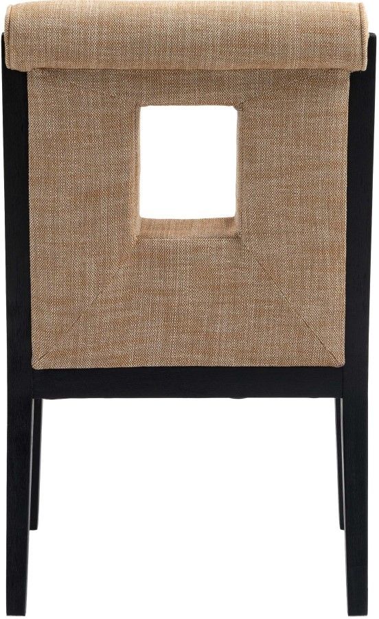 Meridian Furniture Gwendolyn Cognac/Black Linen Textured Upholstered Dining Chair-4